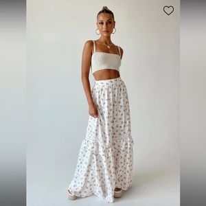 Princess Polly - Fowler Maxi Skirt White Floral